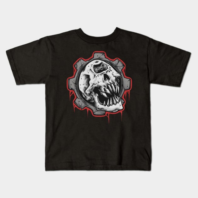 Cyclops Skull Kids T-Shirt by phsycartwork